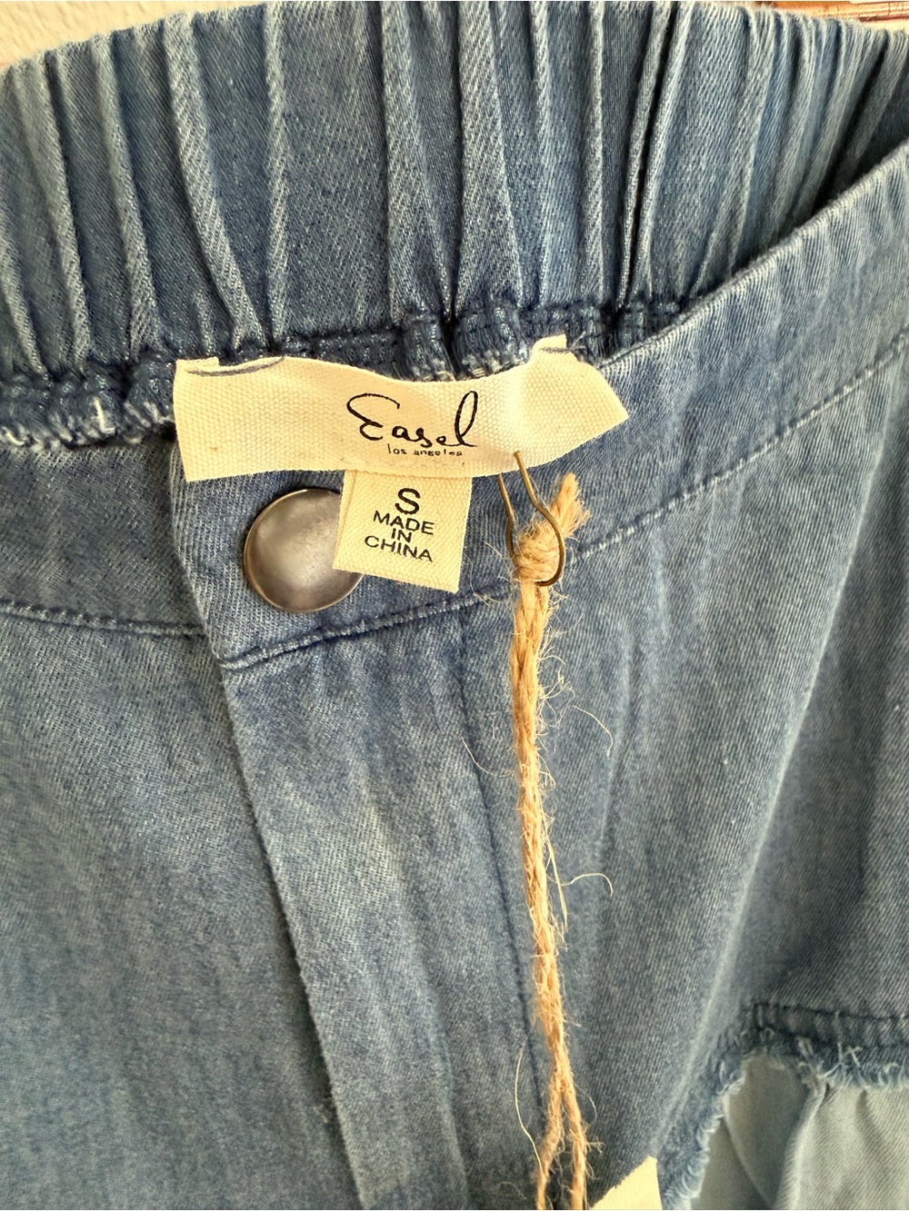 Easel Tiered Denim Maxi Skirt in Light and Dark Blue - Picture 2 of 2